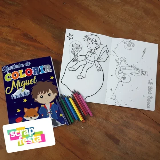 Revista Colorir + Lápis de Cor Festa o Pequeno Príncipe