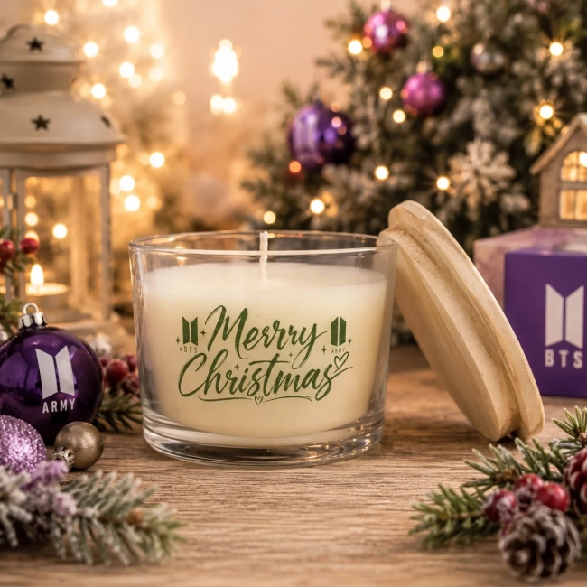 Vela Aromática no Copo Personalizada Natal BTS - Bangtan - Army  Velas Perfumadas | Aromáticas e Decorativas