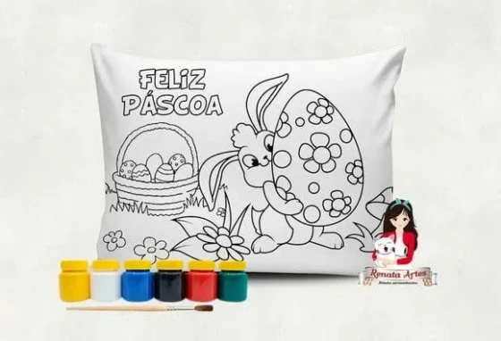Almofada com Tinta para Colorir Pascoa 3