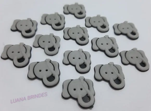 Aplique Mini Elefante de borracha - pct c/ 20 unidades