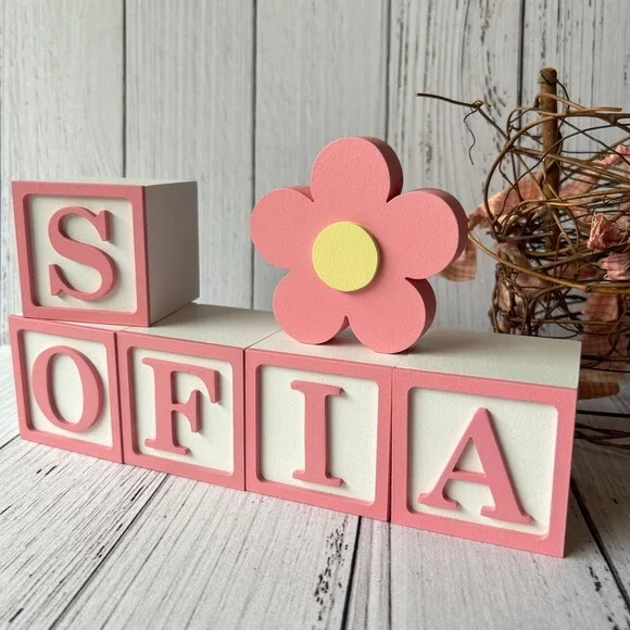 Decoração Bebê - Cubos 6x6cm Candy Ts + 1 Flor