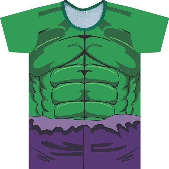Camiseta Adulto Fantasia Monstro Verde Forte com Músculos