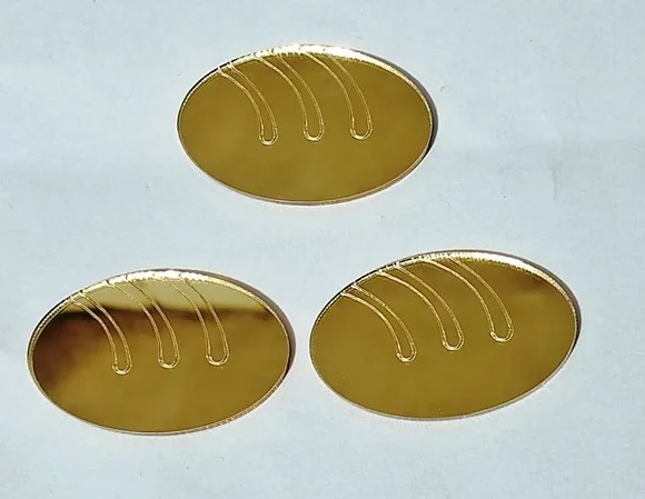 Aplique Pão Gravado Acrílico Espelhado - 6 Unidades