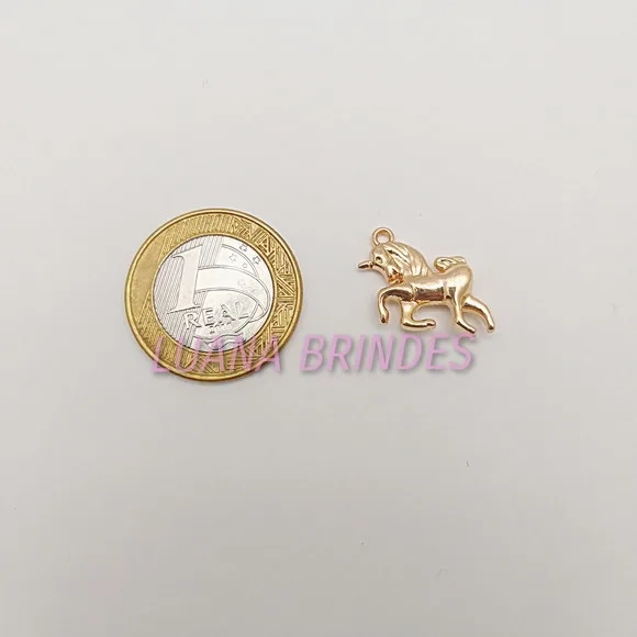 Pingente de Unicórnio Dourado em Metal - Pct C/12 Unidades