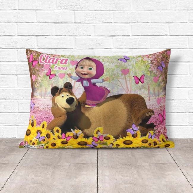 Almofada Personalizada lembrancinhas Marsha e o Urso