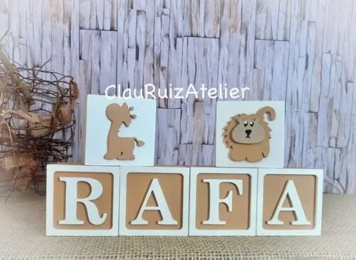 Cubos Personalizados para Decoração de quarto de Bebê - Tema Safari
