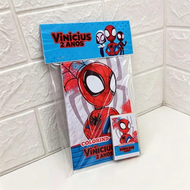 Kit Colorir Revista  Giz de cera  Personalizado Spider Man