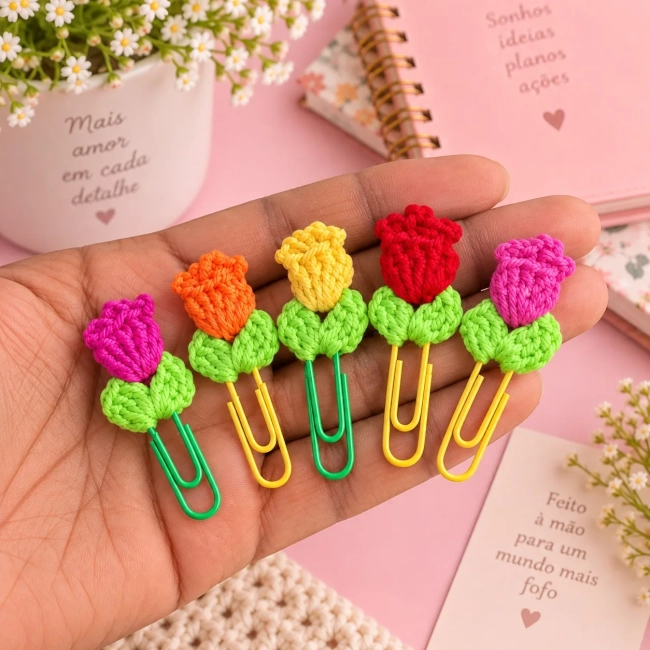 Kit 3 Lembrancinhas Dia dos Professores | Clip Tulipa com Card