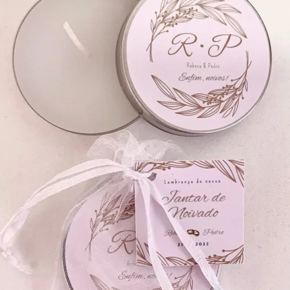 Lembrancinha Casamento Vela Aromática Organza