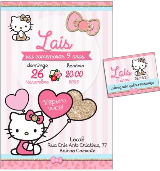 Convite Digital C/tag Hello Kitty 11