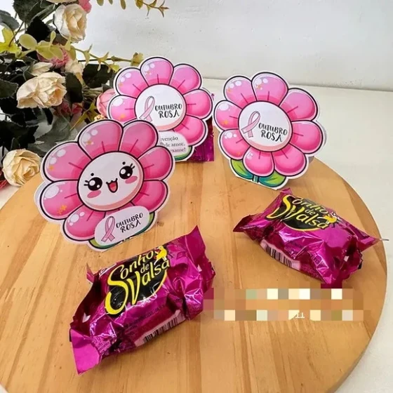Embalagem para Bombom Outubro Rosa - Enviado Desmontado