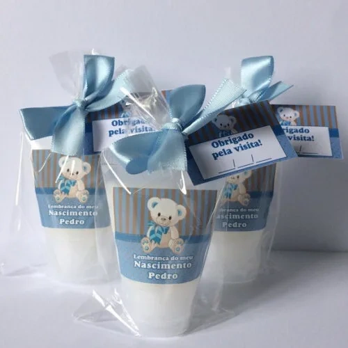 Lembrancinha Maternidade Hidratante Ursinho Azul e Marrom