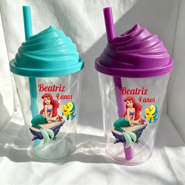 Copo Tampa Chantilly Personalizadoda Sereia Ariel