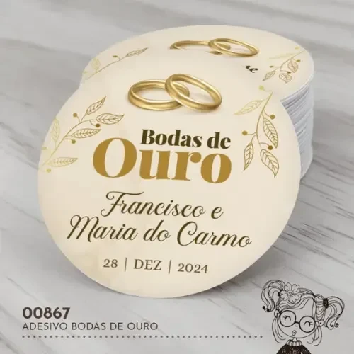 Adesivo Redondo Bodas de Ouro - 00867