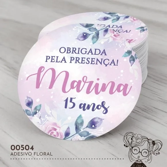 Adesivo Redondo Floral - 00504