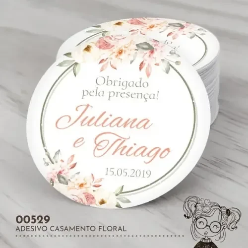 Adesivo Redondo Casamento - 00529