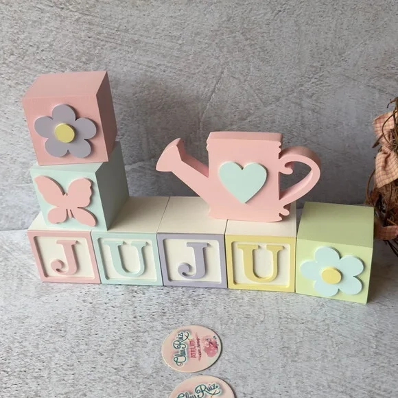Tons Pastel Cubos 6x6cm Ts + Regador - Decoração Bebê