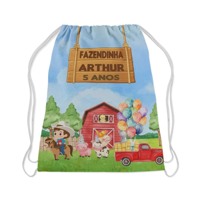Mochilinha Personalizada para lembrancinhas Fazendinha