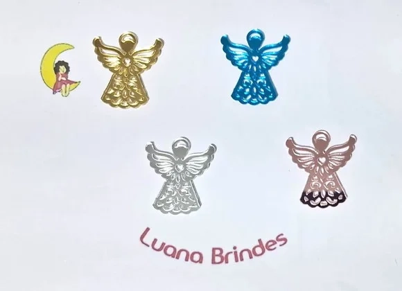 Aplique Anjo de Acrílico Espelhado 3,5cm Pacote C/10 Unidade