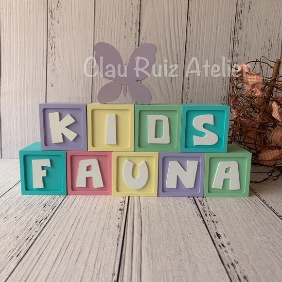 Decoração Bebê - Cubos 6x6cm Ts + Borboleta