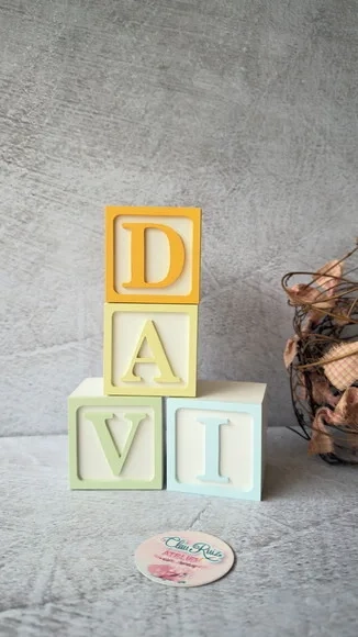 Tons Pastel Cubos Personalizados 6x6cm Decoração Bebê