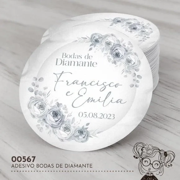 Adesivo Redondo Bodas de Diamante - 00567
