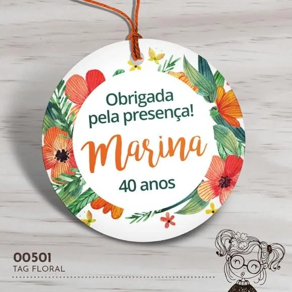 Tag Redonda Floral - 00501