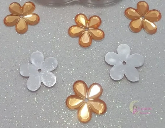 Chaton Flor Marrom Dourado- 20mm - Pct c/ 100 Unidades