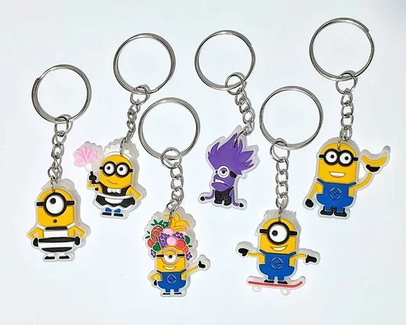 Chaveiro Minions Florescente Emborracha Pacote C/6 Peças