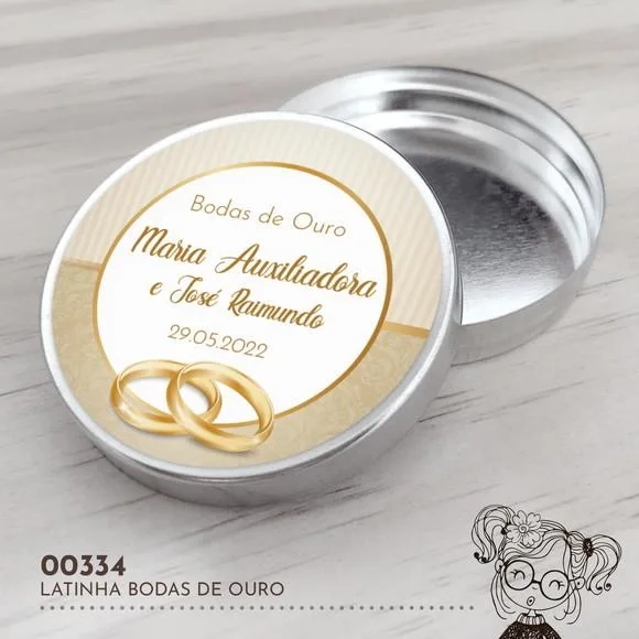 Latinha Adesivada Bodas de Ouro - 00334