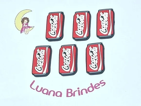 Aplique Coca Cola Emborrachado 3cm Pacote com 6 Unidades