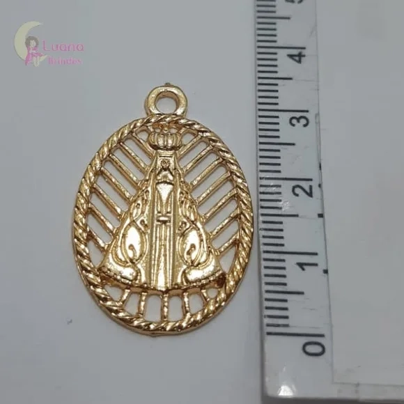 Pingente Nossa Senhora Aparecida Dourada - pct c/5 unid