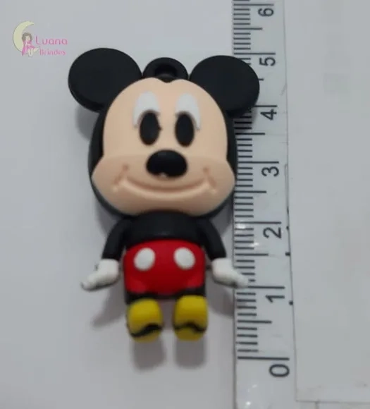 Pingente Mickey de Borracha - 4,6cm - Pct C/2 Unidades