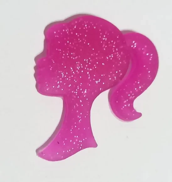 Aplique Silhueta Barbie com Glitter Emborrachado -6 Peças