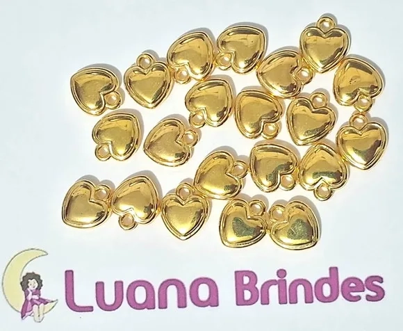 Pingente Coração Abs Dourado 1,5cm Pacotes com 40 Unidades