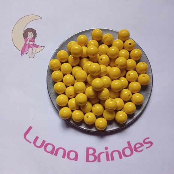 Bolinha Plastica Leitosa Amarelo Brasil 10mm Pct 100 Unidad