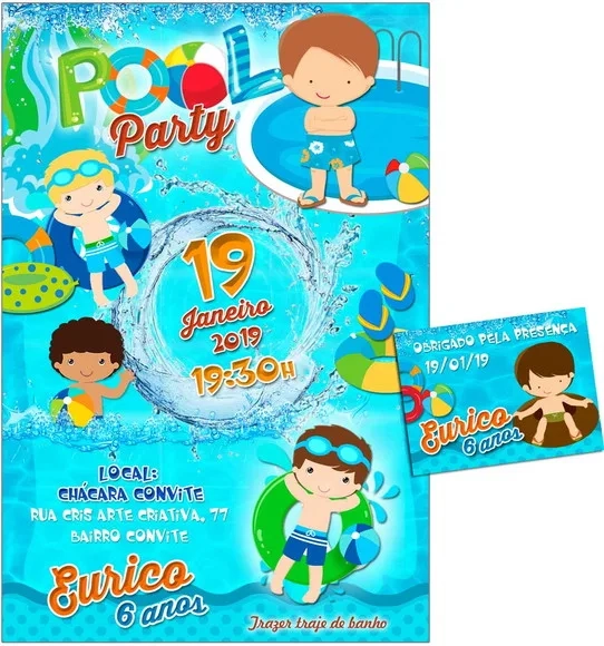 CONVITE DIGITAL C/TAG Pool Party Menino
