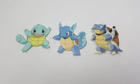 Kit Pingentes Pokémon Evolução Squirtle em Acrílico UV 3 Und