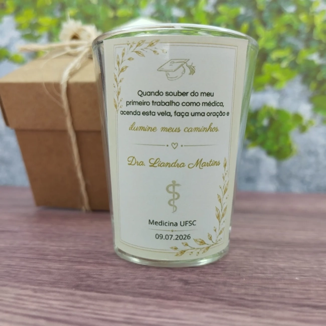 35 Vela Aromática no Copo Lembrancinha Personalizada Formatura, Batizado, Casamento, Corporativo e etc. Fazemos Qualquer Tema