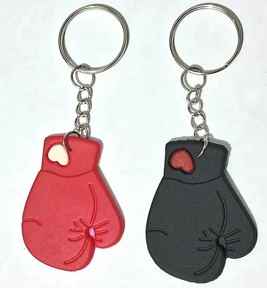 Chaveiro Luva de Boxe Vermelho e Preto 6 Unidades