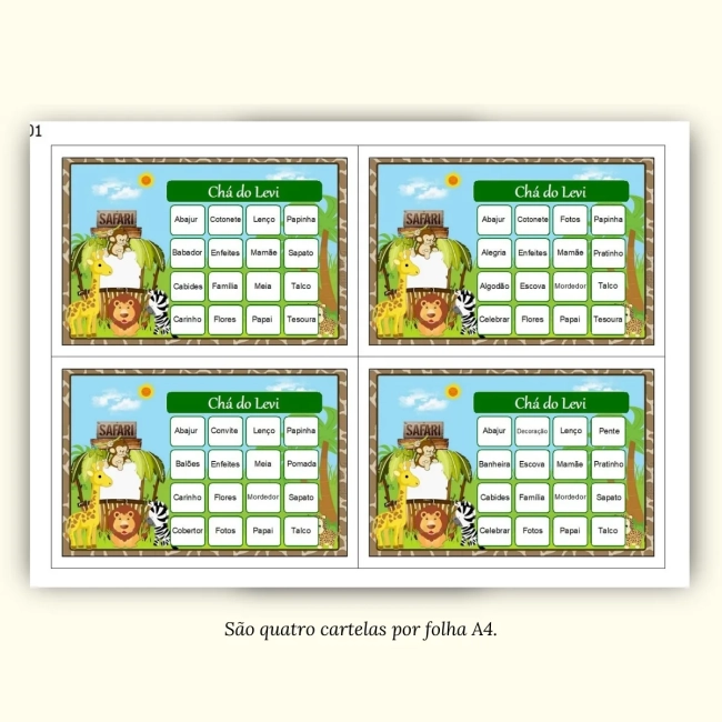 Bingo Chá de Bebê Menino Pdf Para Imprimir