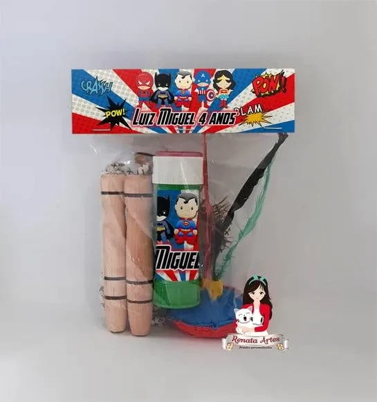 Kit Lembrancinha com Bolha de Sabão Heróis Cute