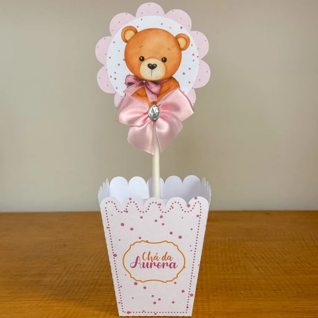 PEGUE E MONTE - Centro de Mesa CHA DE BEBE URSINHO ROSA - Decoração de Festa | Lembrancinhas | Aniversário | Personalizados
