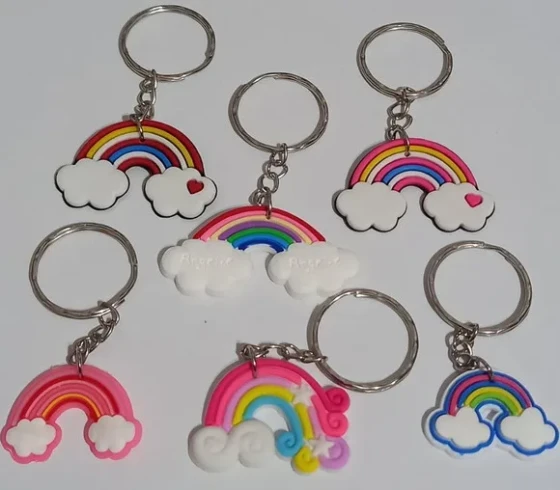 Chaveiros Arco Iris Variados de Borracha - Pct C/20 Unidades