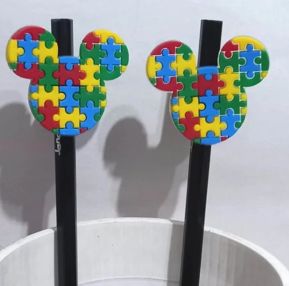 Lápis com Ponteira Autismo Modelo Mickey - 6 Unidades