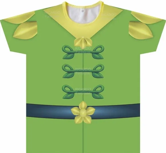 Camiseta Infantil Fantasia Príncipe do Pântano Verde e Amarela