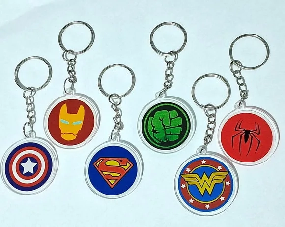 Chaveiro Símbolos Heróis Marvel Acrílico Pct C/6 Unidades
