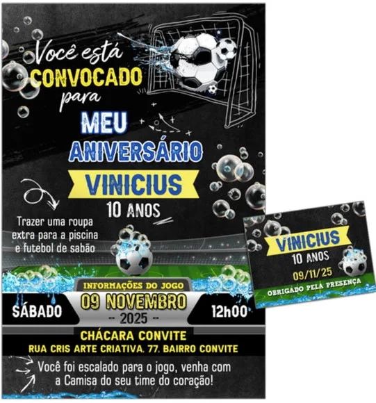 Convite Digital C/tag Futebol de Sabão
