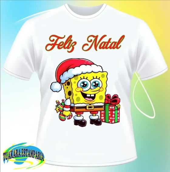 Camiseta Feliz Natal - Bob Esponja