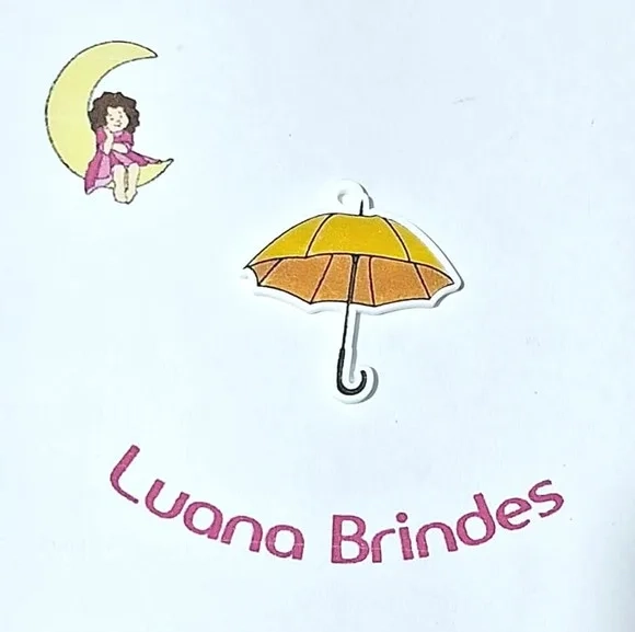 Pingente Guarda Chuva Amarelo Dorama Acrílico U.v 6 Unidades